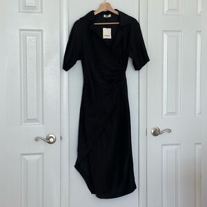 NEW Sandro Wrap Midi Dress in Black Size: EU36 US6